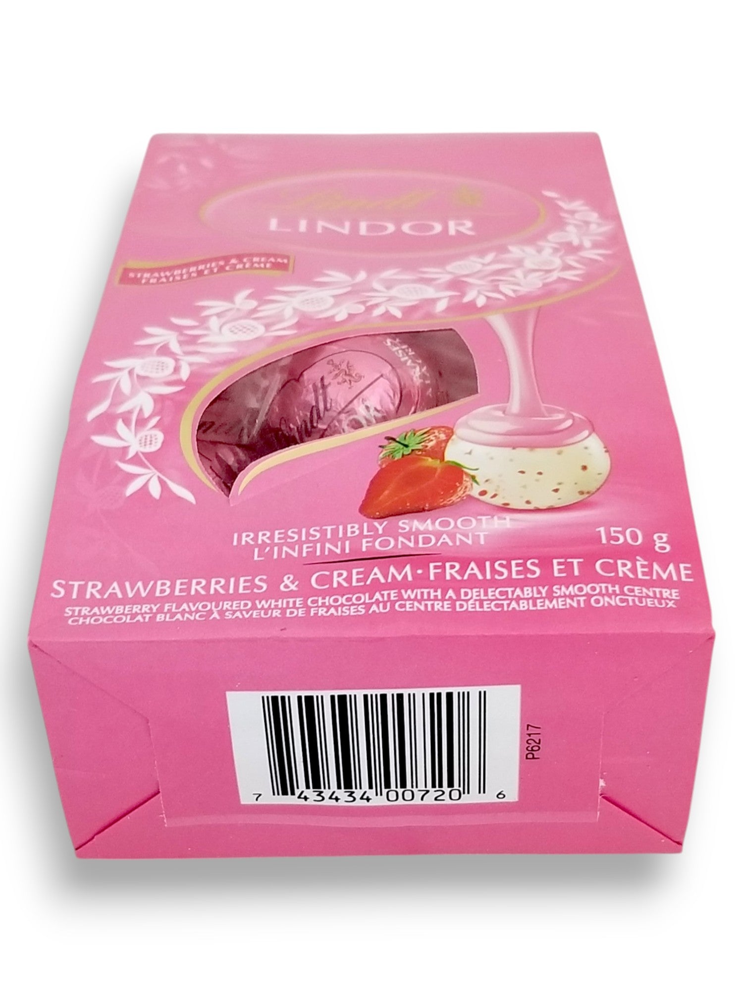 Lindt Lindor Strawberry & Cream White Chocolate Truffles, 150g/5.2 oz. - Bottom