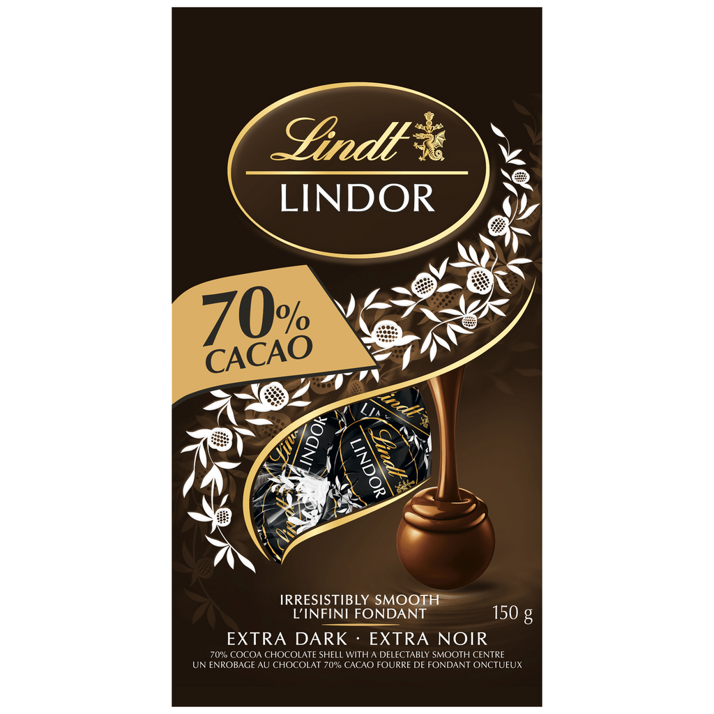 Lindt Lindor 70% Cacao Extra Dark Chocolate Balls, 150g/5.2 oz.