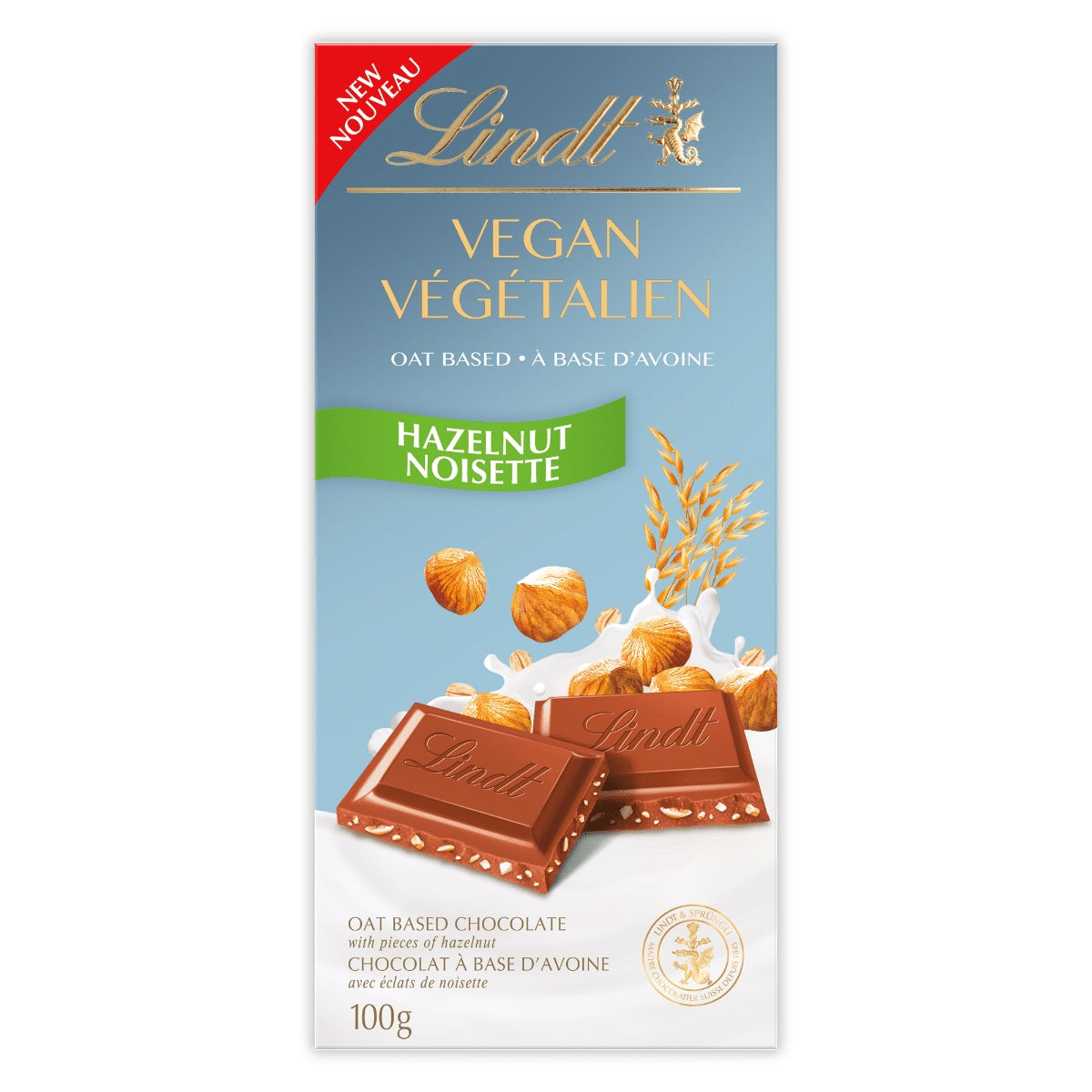 Lindt Vegan Hazelnut Chocolate Bar, 100g/3.5 oz.