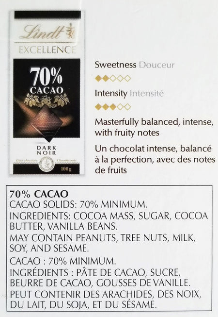 Lindt Excellence Dark Chocolate Collection, Sea Salt, 70% Cacao, Caramel & Sea Salt, 800g/28 oz., {Imported from Canada}