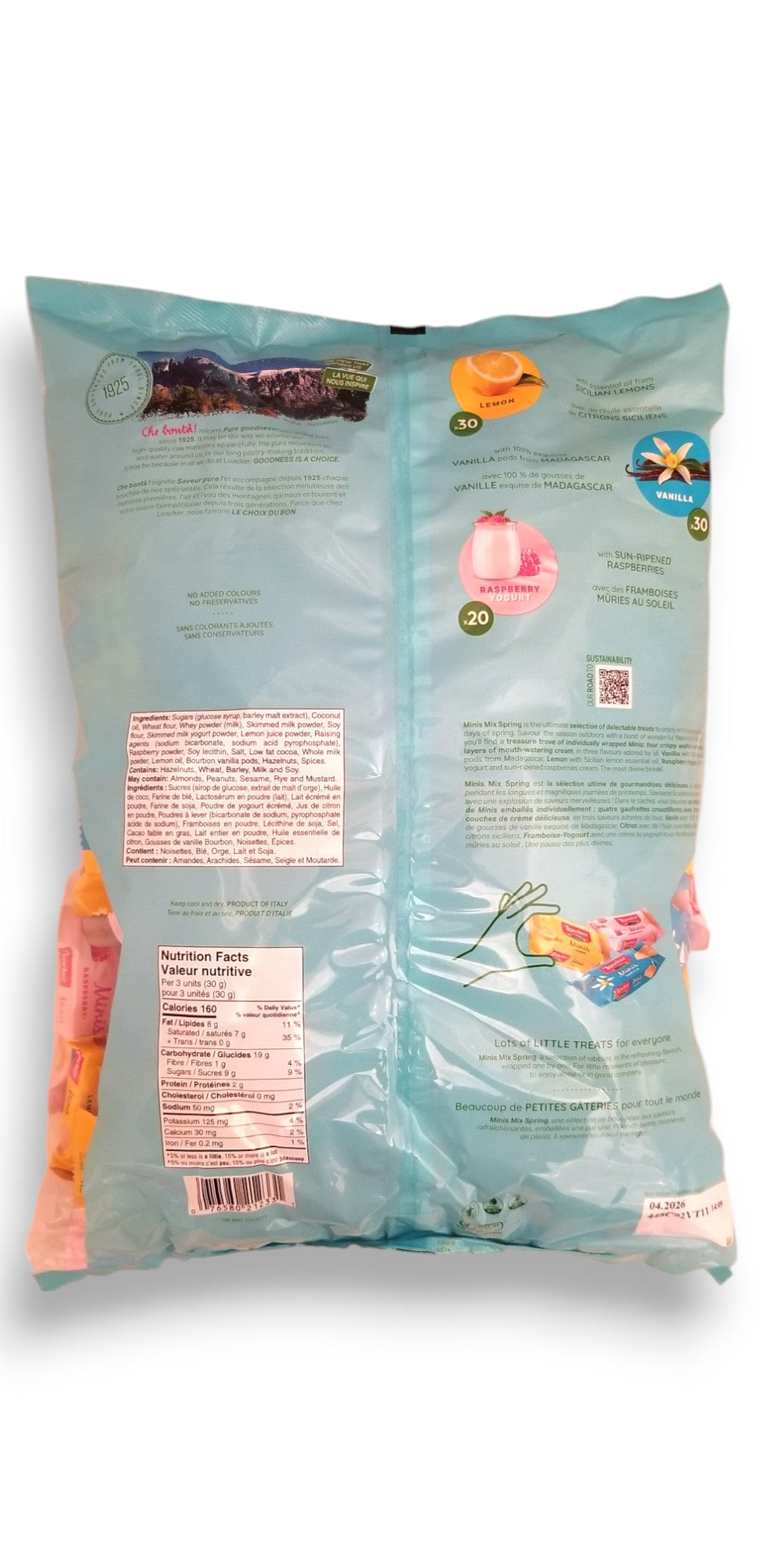 Loacker Cream Filled Wafer Minis Mix, 80pc, 800g/1.8 lb - Back