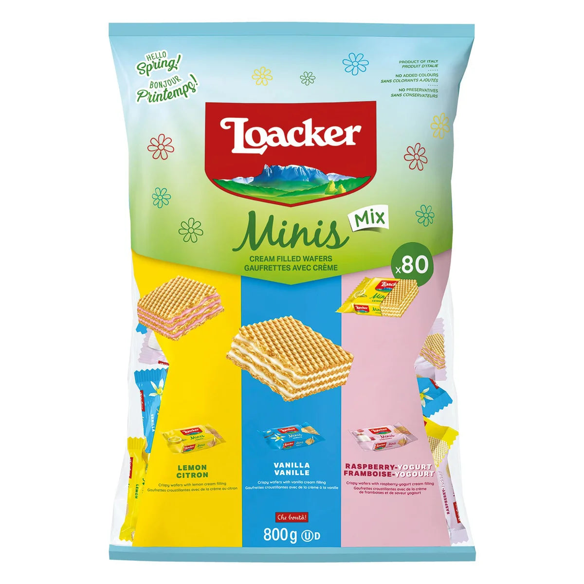 Loacker Cream Filled Wafer Minis Mix, 80pc, 800g/1.8 lb - Front