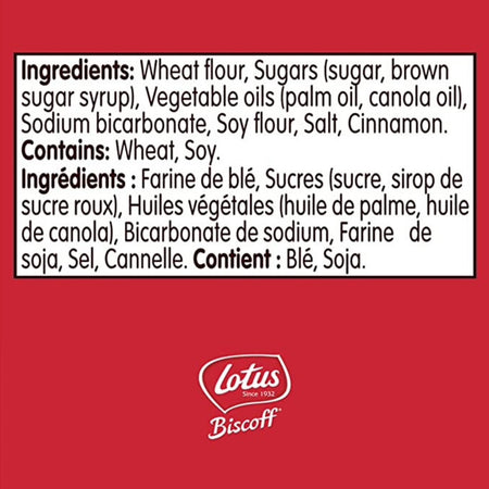 Lotus Biscoff Caramelized Cookies 250 g ingredients label