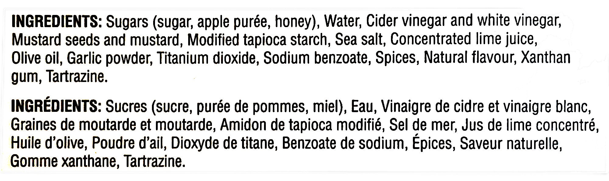 Lynch Gourmet Crunchy Mustard Sauce 2 L/67.6 Fl. oz., Jug, ingredients label.