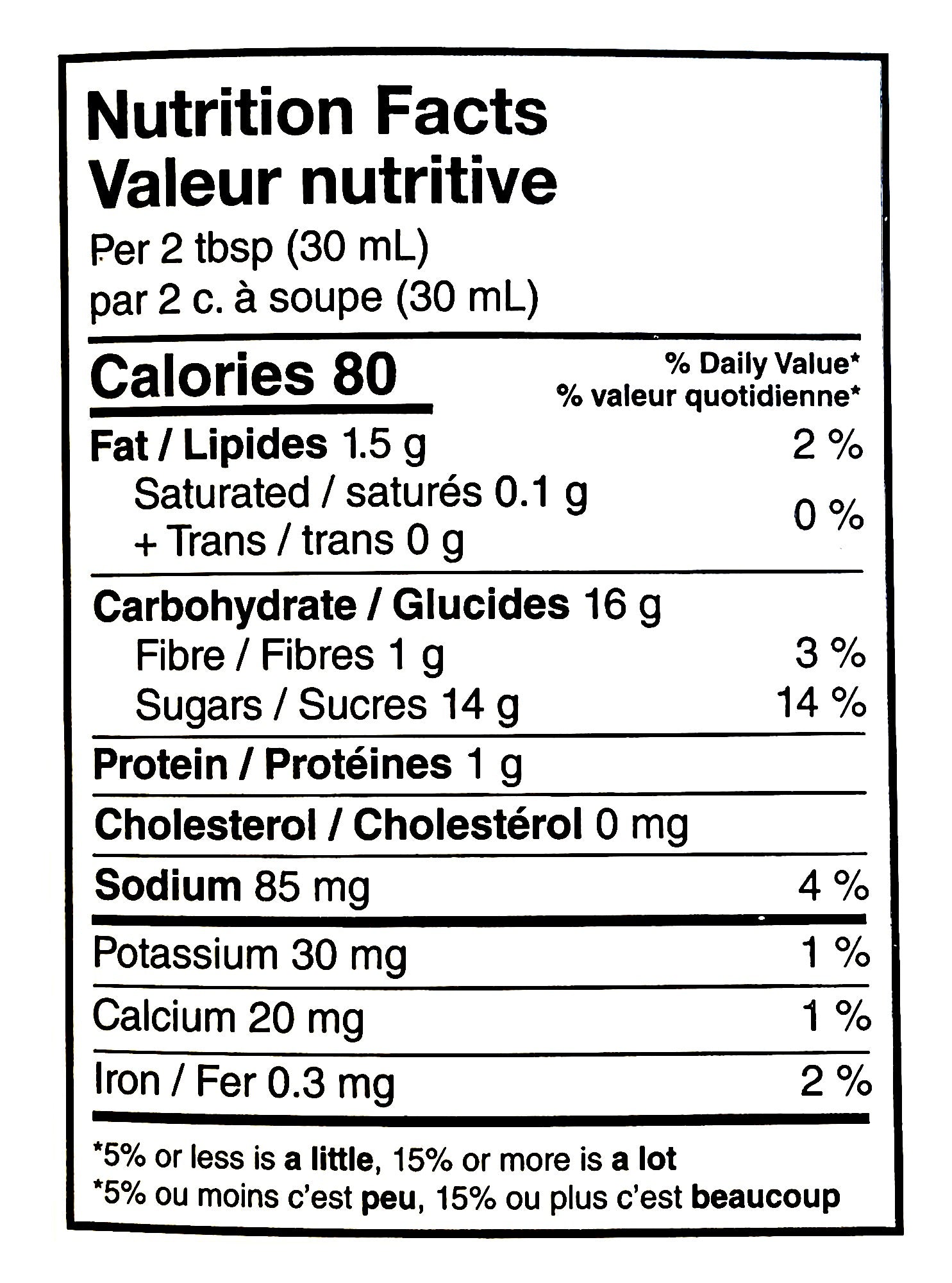 Lynch Gourmet Crunchy Mustard Sauce 2 L/67.6 Fl. oz., Jug, nutrition label.