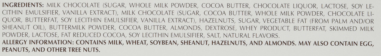 MERCI Assorted Milk Chocolates (200g , 7oz) Ingredients