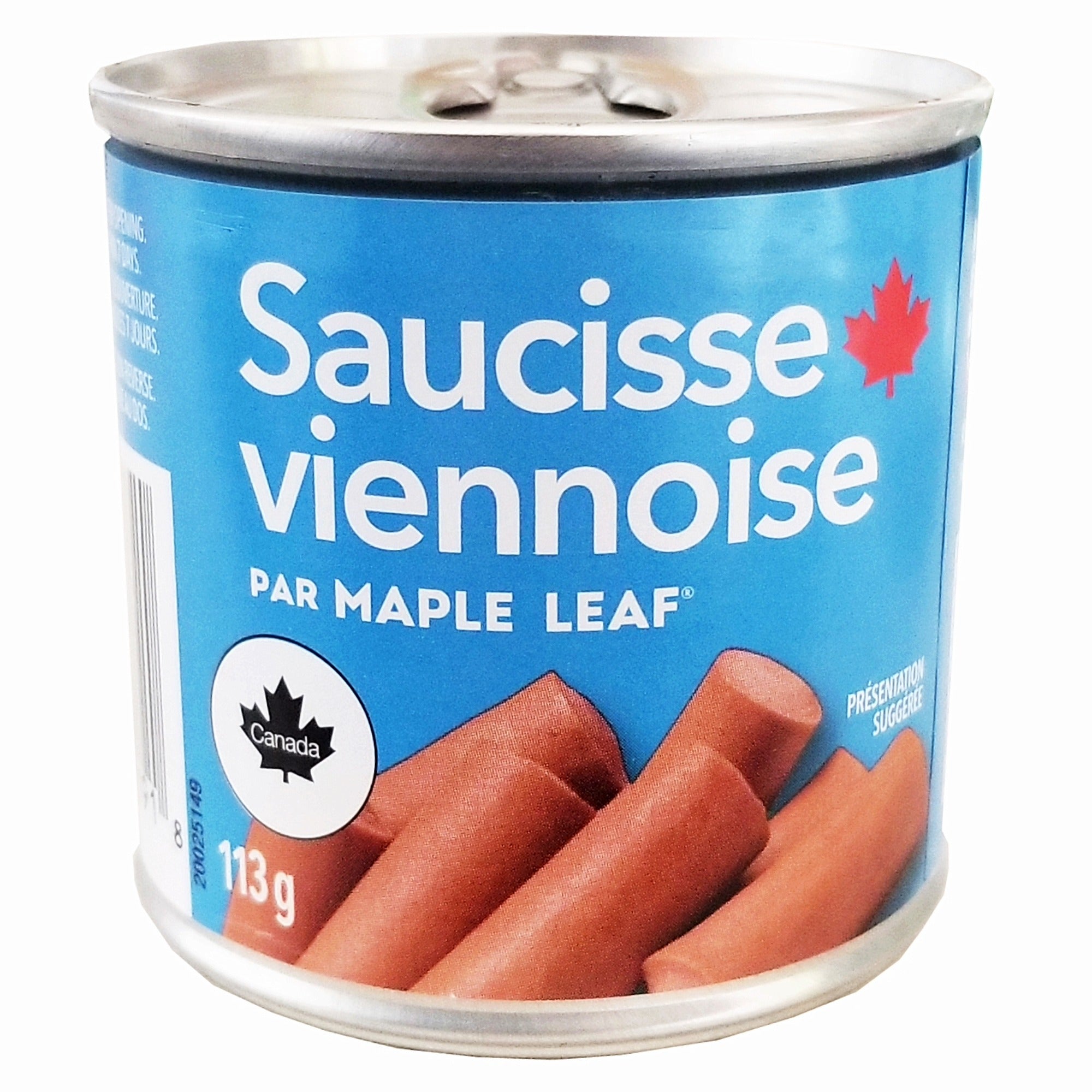 Maple Leaf Vienna Sausage 113 g (4 oz) can, back package view