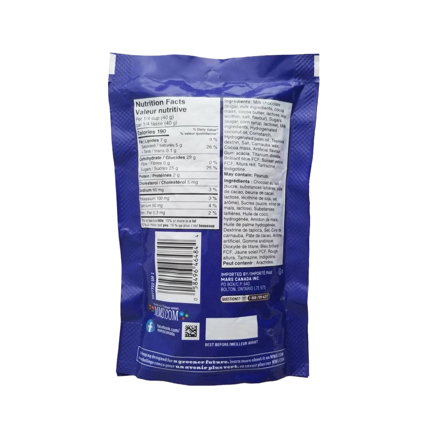 M&M's Caramel Candies back of bag