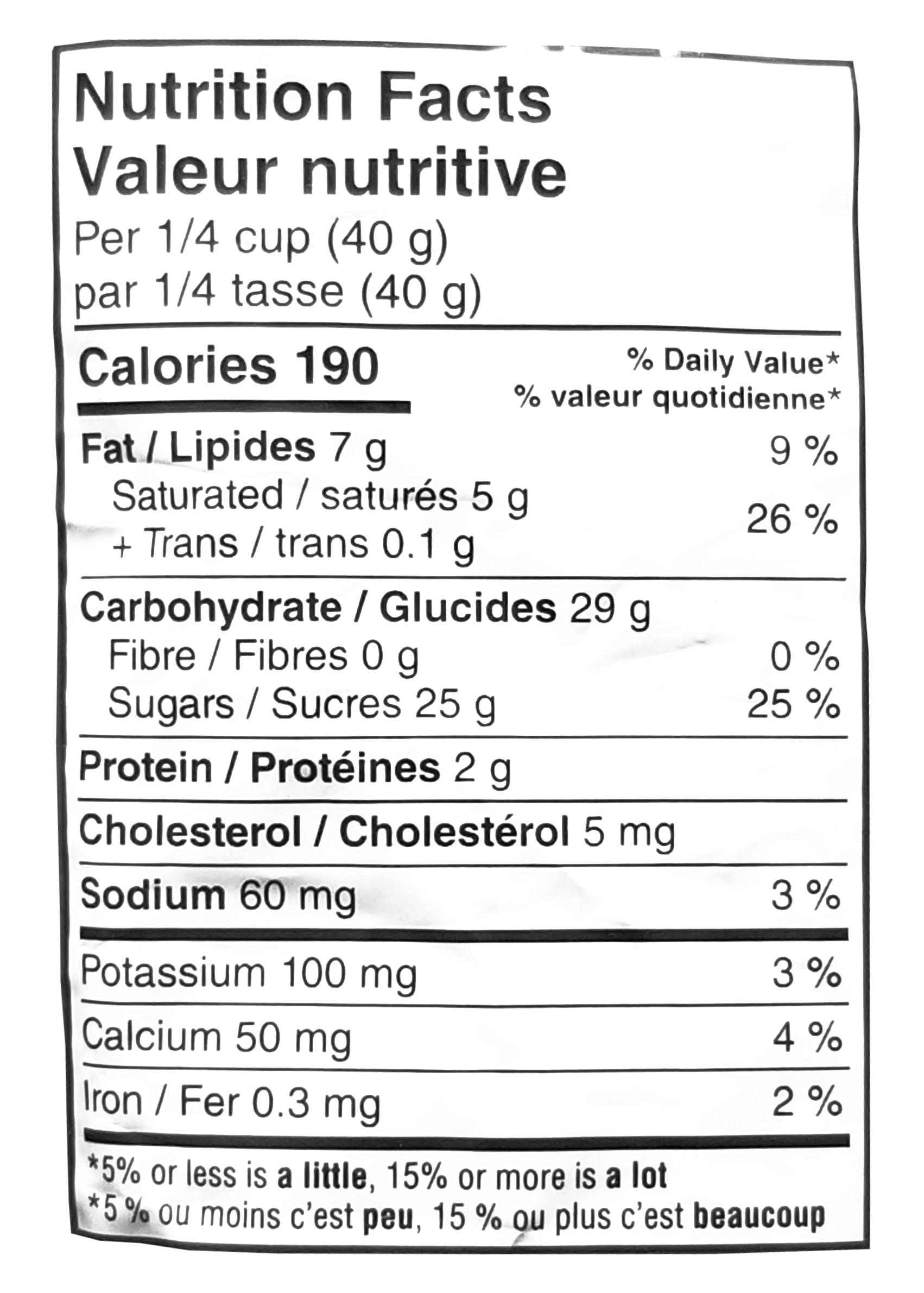 M&M's Caramel Candies nutrition facts label