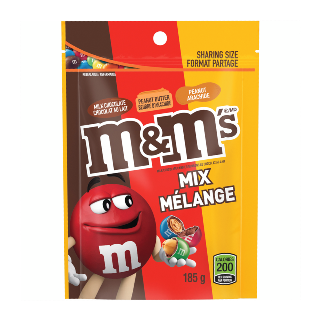 M&M's Classic Mix Pack, Milk Chocolate, Peanut Butter, Peanuts Center, 185g/6.5 oz. Bag