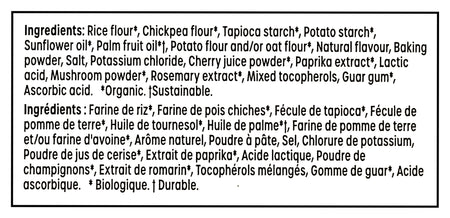 List of ingredients for Made Good Organic Star Puffed Crackers Cheddar Flavor, Value Pack 15 Snack Packs - 300g/10.5 oz on a black background