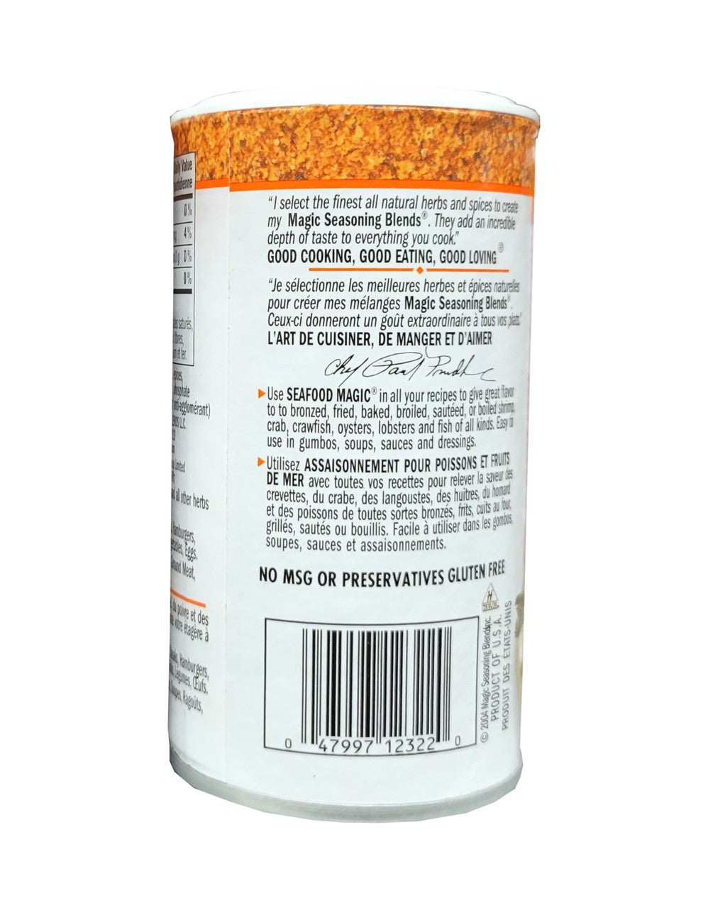 Chef Paul Prudhomme's Magic Seasoning Blends, Seafood Seasoning, 71g/2.5 oz. Shaker {Imported from Canada}