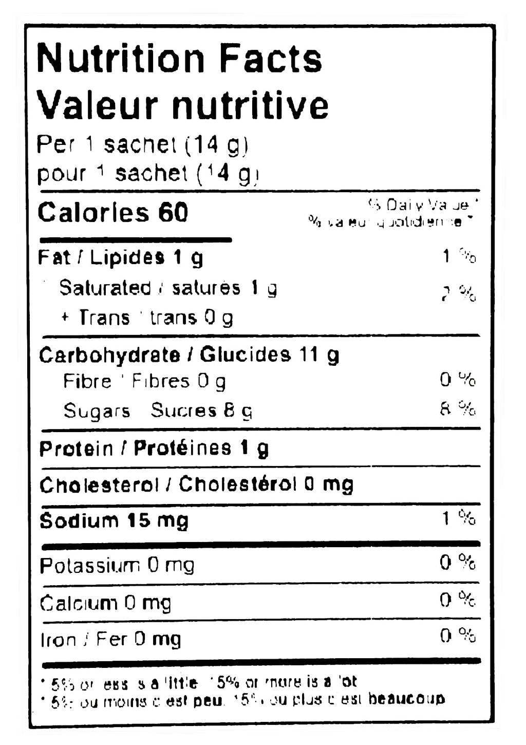 Mokate Gold Premium Cappuccino, Classic, 10 x 14g Single Serve Sachets, 140g/4.9 oz., nutrition facts label.