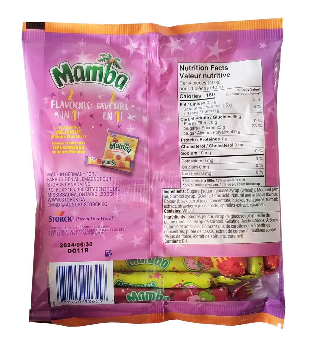 Mamba Magic Sticks Chewy Candy, 150g/5.2 oz., Bag {Imported from Canada}