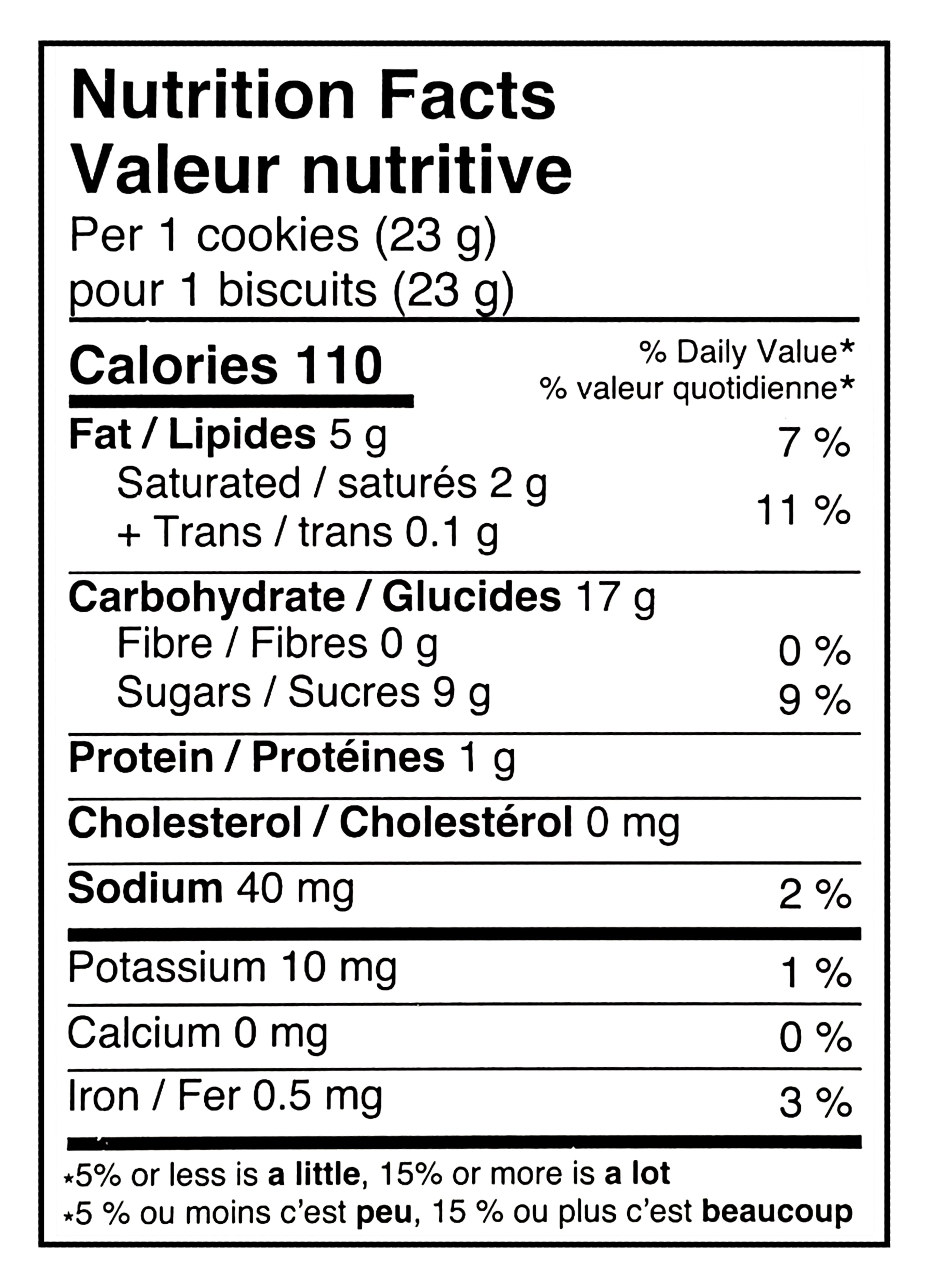 Nutrition facts label for Manning's Cookie Shop Maple Creme Sandwich Cookies, 1.2kg/42.3 oz on a white background