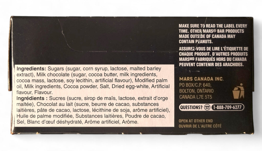 Mars Cookie Dough Chocolate Bars - 24 Pack (44.2g per bar) - Side Of Box