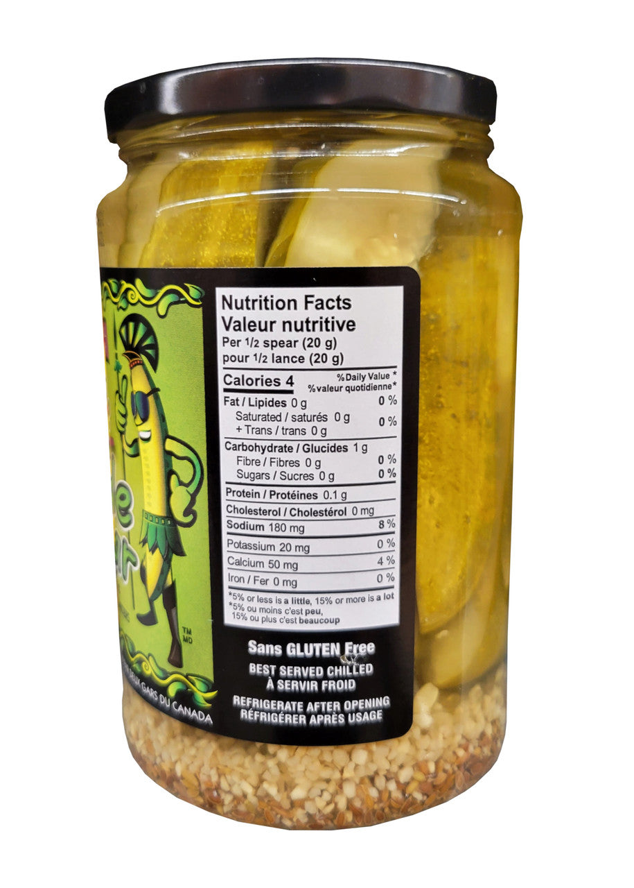 Matt & Steve's The Extreme Pickle Spears, Garlic  & Dill Pickles, 750mL/25.4 oz. Bottle Back Side