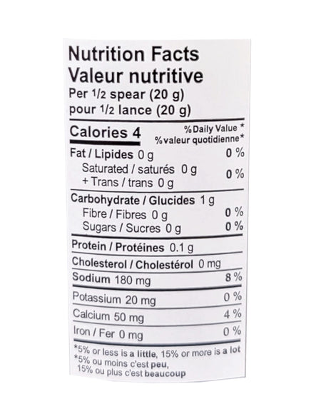 Matt & Steve's The Extreme Pickle Spears, Garlic  & Dill Pickles, 750mL/25.4 oz. Bottle Nutrition Facts