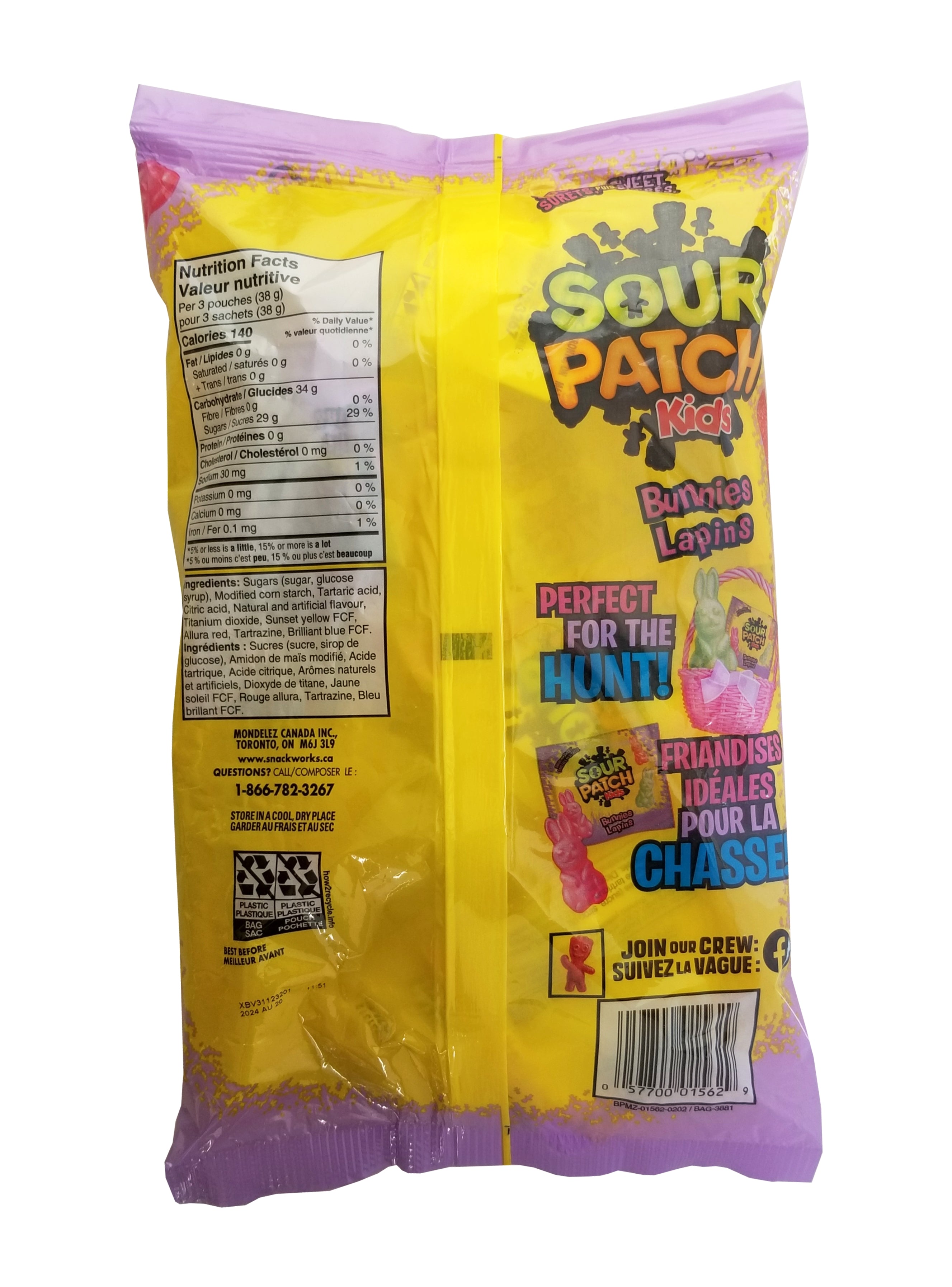 Maynards Sour Patch Kids Bunnies Easter Candy, 18 Fun Treats, 225g/7.9 oz Bag {Imported from Canada}