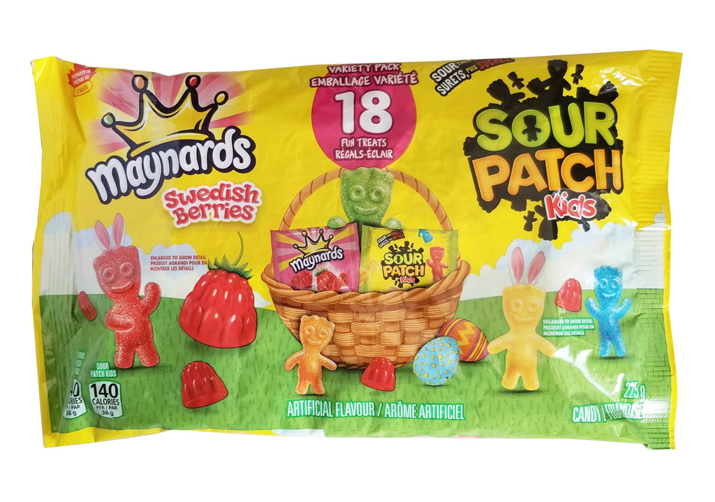 Maynards Sour Patch Kids and Swedish Berries Easter Candy Packets, 18 Fun Treats, 225g/7.9 oz Bag {Imported from Canada}