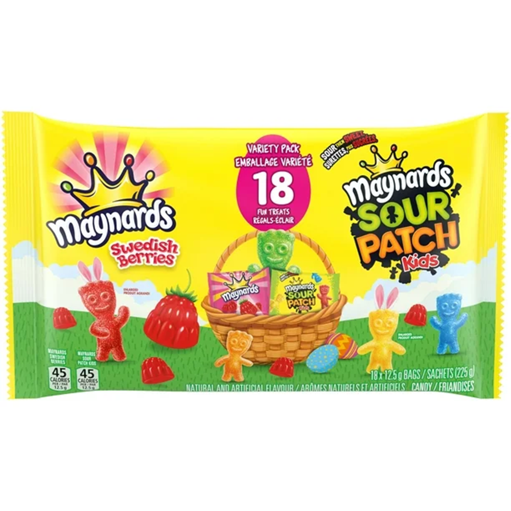 Maynards Sour Patch Kids and Swedish Berries Easter Candy Packets, 18 Fun Treats, 225g/7.9 oz Bag {Imported from Canada}