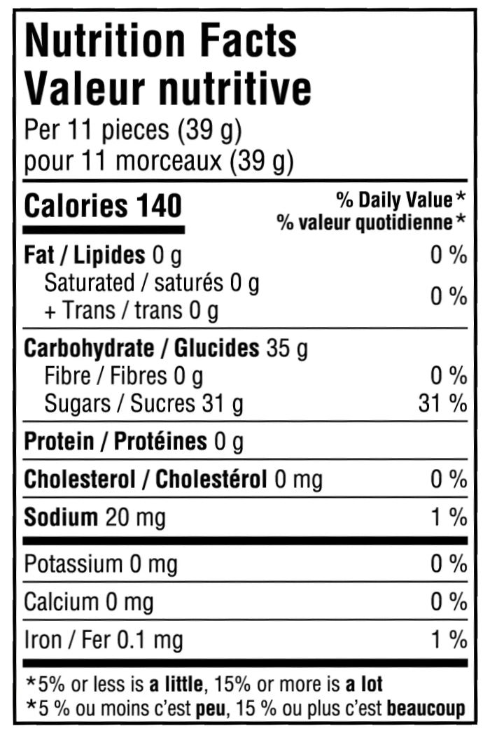 Sour Patch Kids, Grape Flavor 154g/5.4 oz., Bag - Nutrition Facts Label