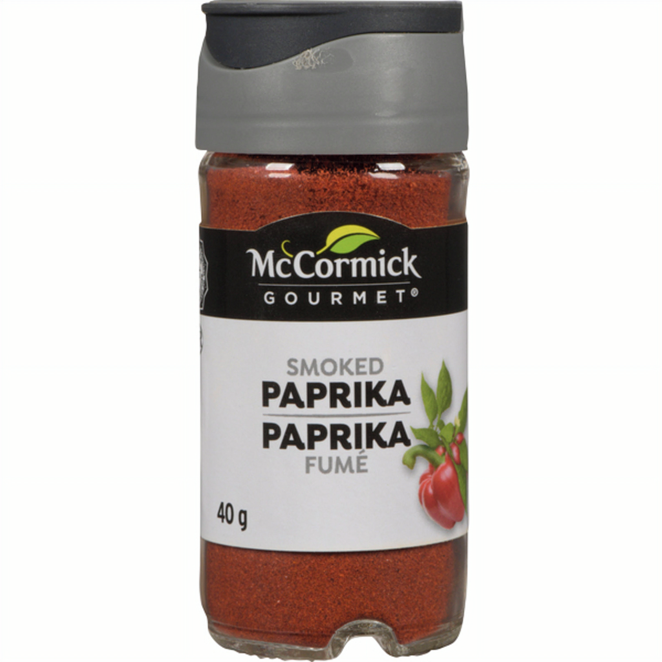 McCormick Gourmet Smoked Paprika, 40g/1.4 oz container on a white background