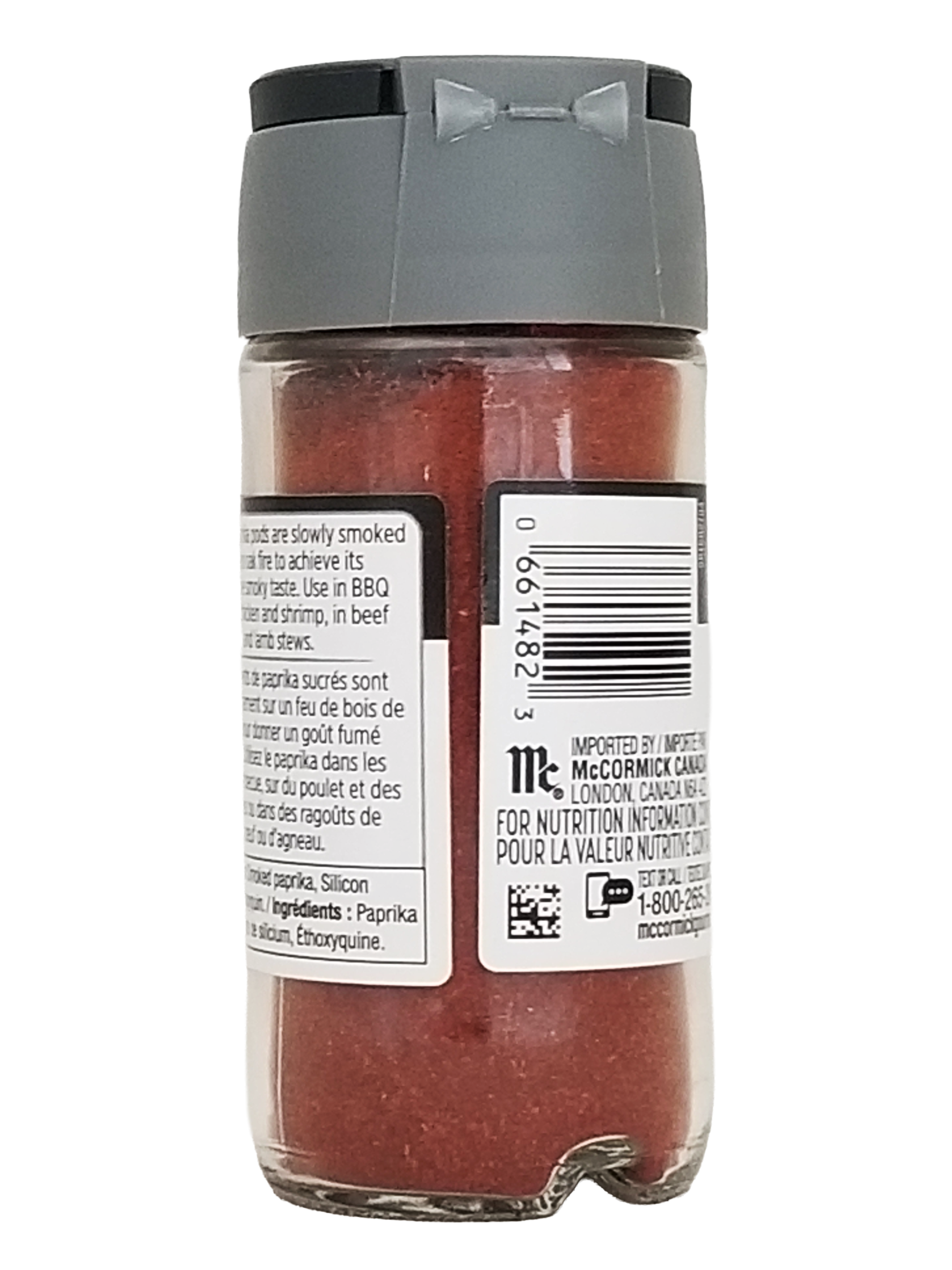 McCormick Gourmet Smoked Paprika, 40g/1.4 oz spice jar with a gray lid on a white background