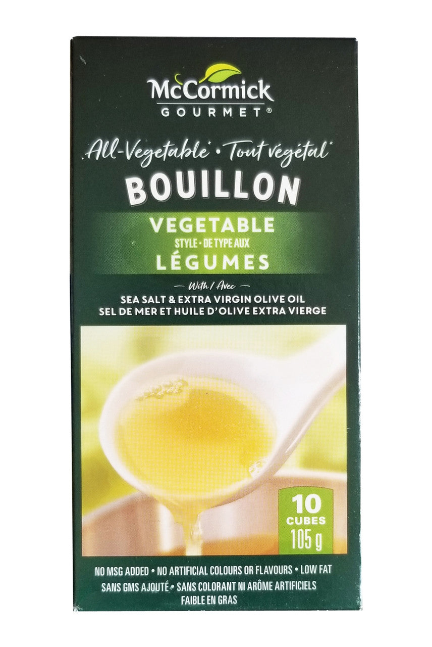 McCormick Gourmet All-Vegetable Bouillon Cubes, 10 Cubes, Vegetable Style Flavor, 105g/3.7 oz., Box {Imported from Canada}