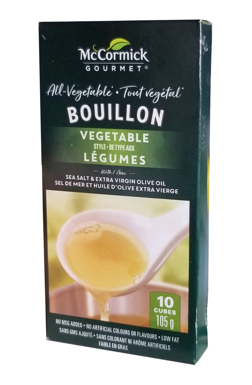 McCormick Gourmet All-Vegetable Bouillon Cubes, 10 Cubes, Vegetable Style Flavor, 105g/3.7 oz., Box {Imported from Canada}
