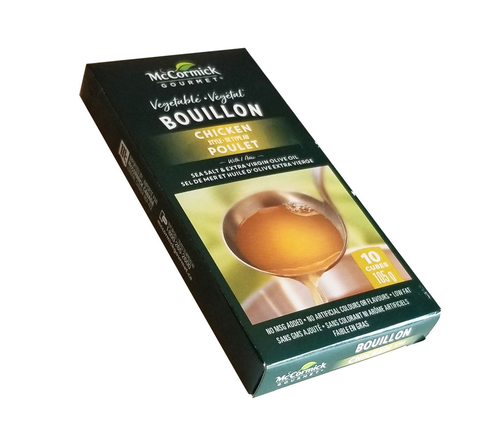 McCormick Gourmet All-Vegetable Bouillon Cubes, 10 Cubes, Chicken Style Flavor, 105g/3.7 oz., Box {Imported from Canada}