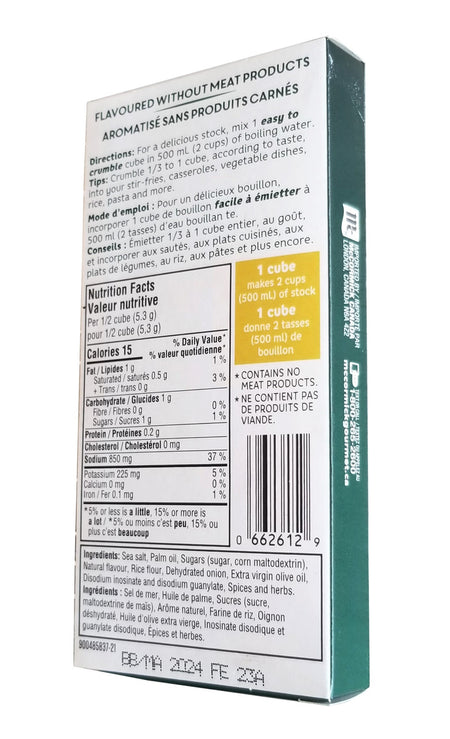 McCormick Gourmet All-Vegetable Bouillon Cubes, 10 Cubes, Chicken Style Flavor, 105g/3.7 oz., Box {Imported from Canada}