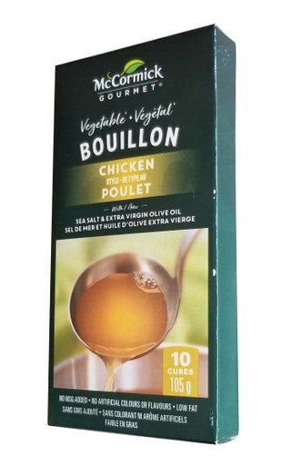 McCormick Gourmet All-Vegetable Bouillon Cubes, 10 Cubes, Chicken Style Flavor, 105g/3.7 oz., Box {Imported from Canada}