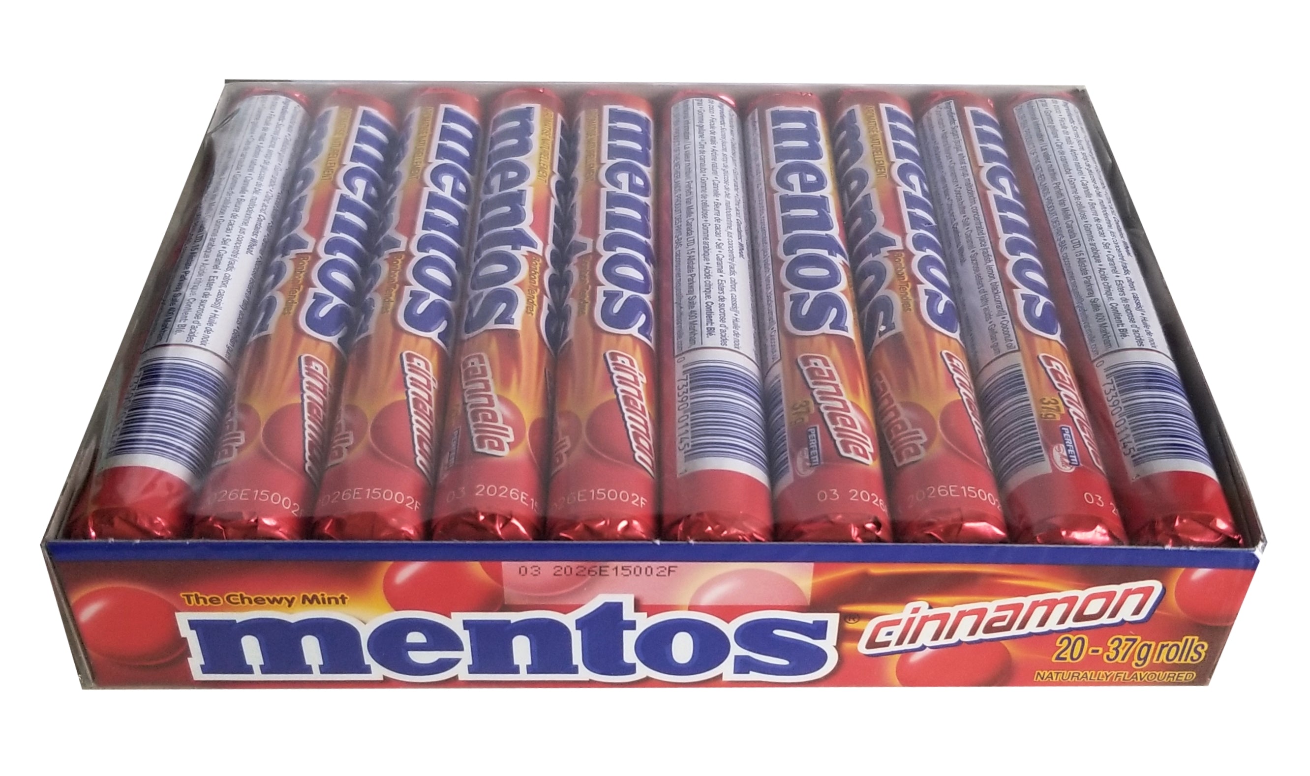 Mentos Cinnamon Chewy Mints, 20 rolls x 37g/1.3oz. {Imported from Canada}