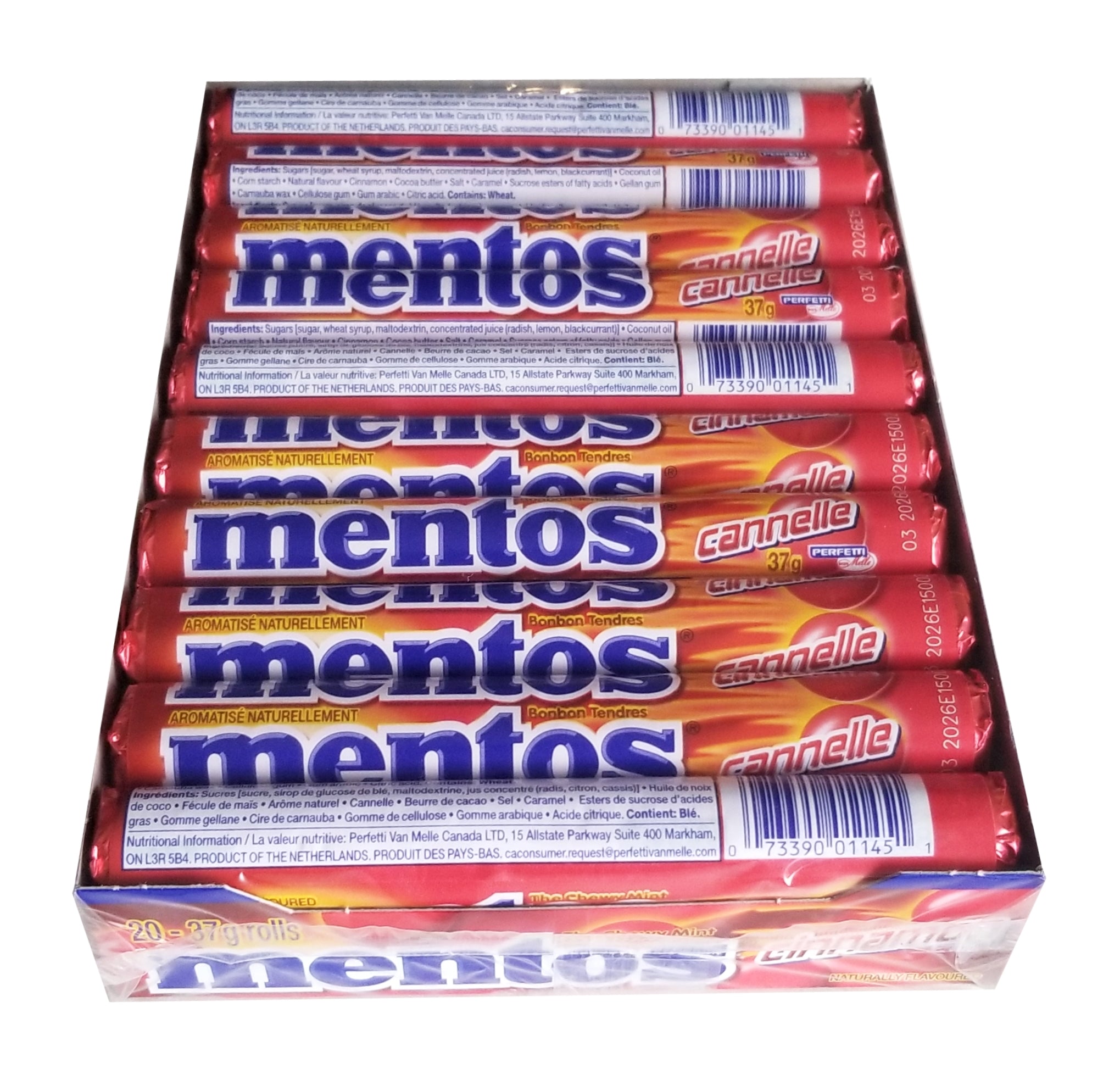Mentos Cinnamon Chewy Mints, 20 rolls x 37g/1.3oz. {Imported from Canada}