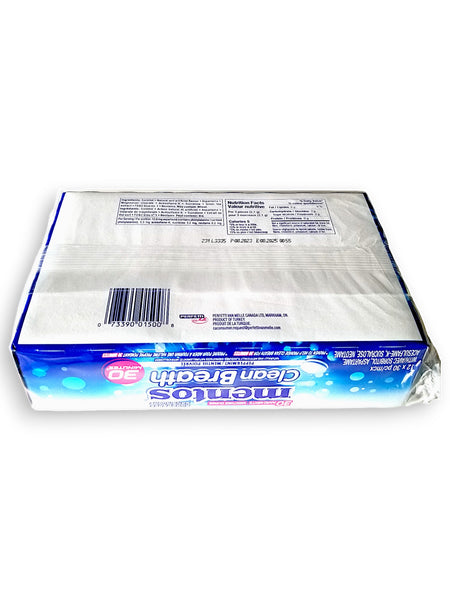 Mentos Clean Breath Mints, Peppermint, 30pc/12 Pack, bottom of package with upc.