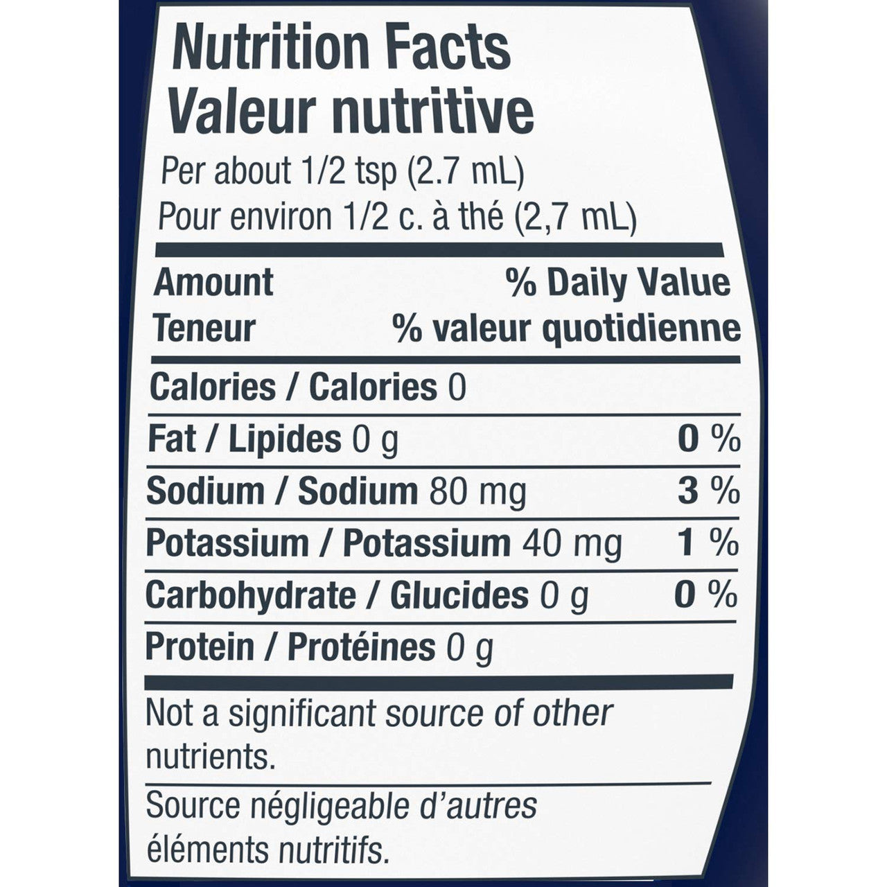MiO Sport Orange Electrolyte Liquid Water Enhancer – 48mL (1.6 fl. oz) Nutrition Facts