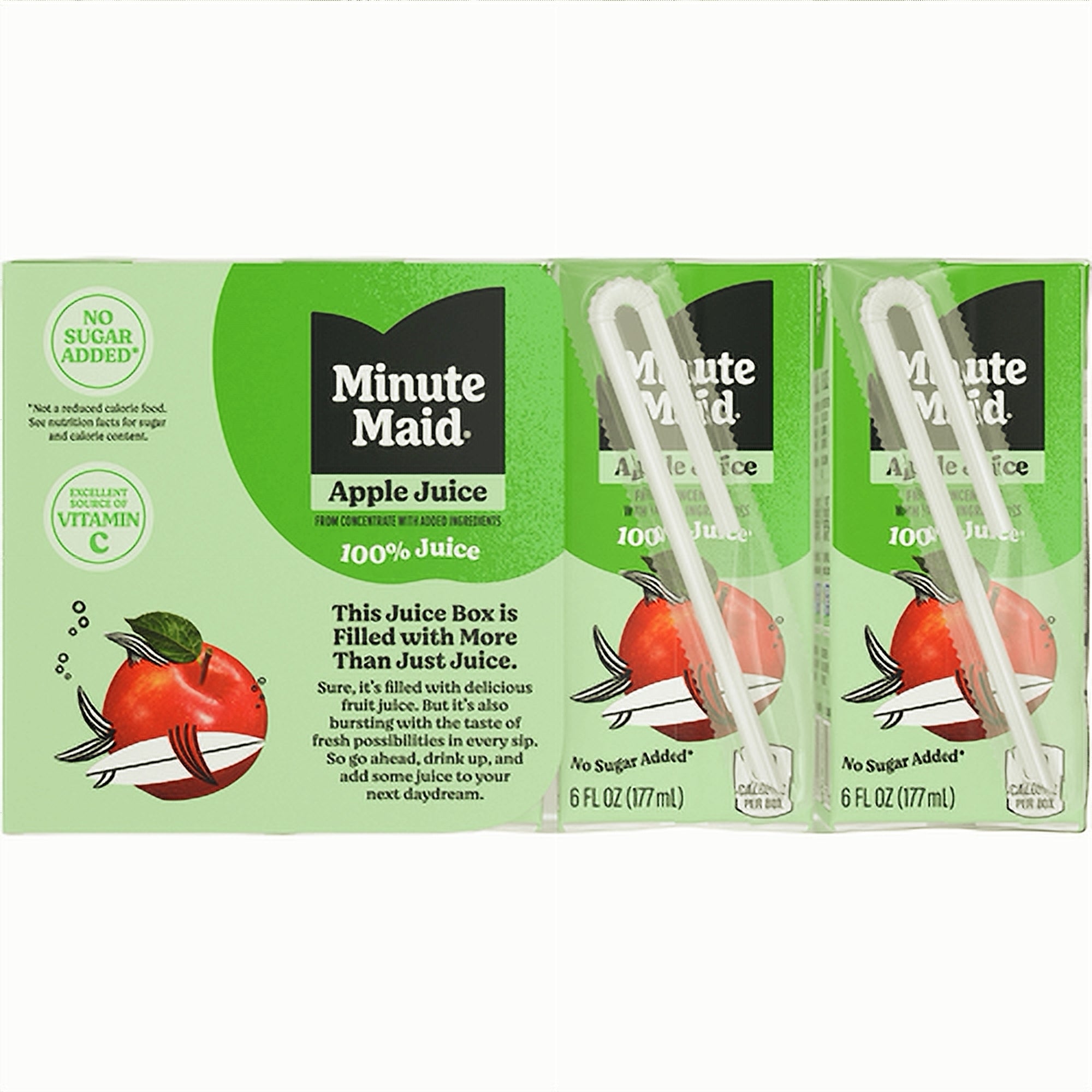 Minute Maid Apple Juice Box — no sugar added label detail