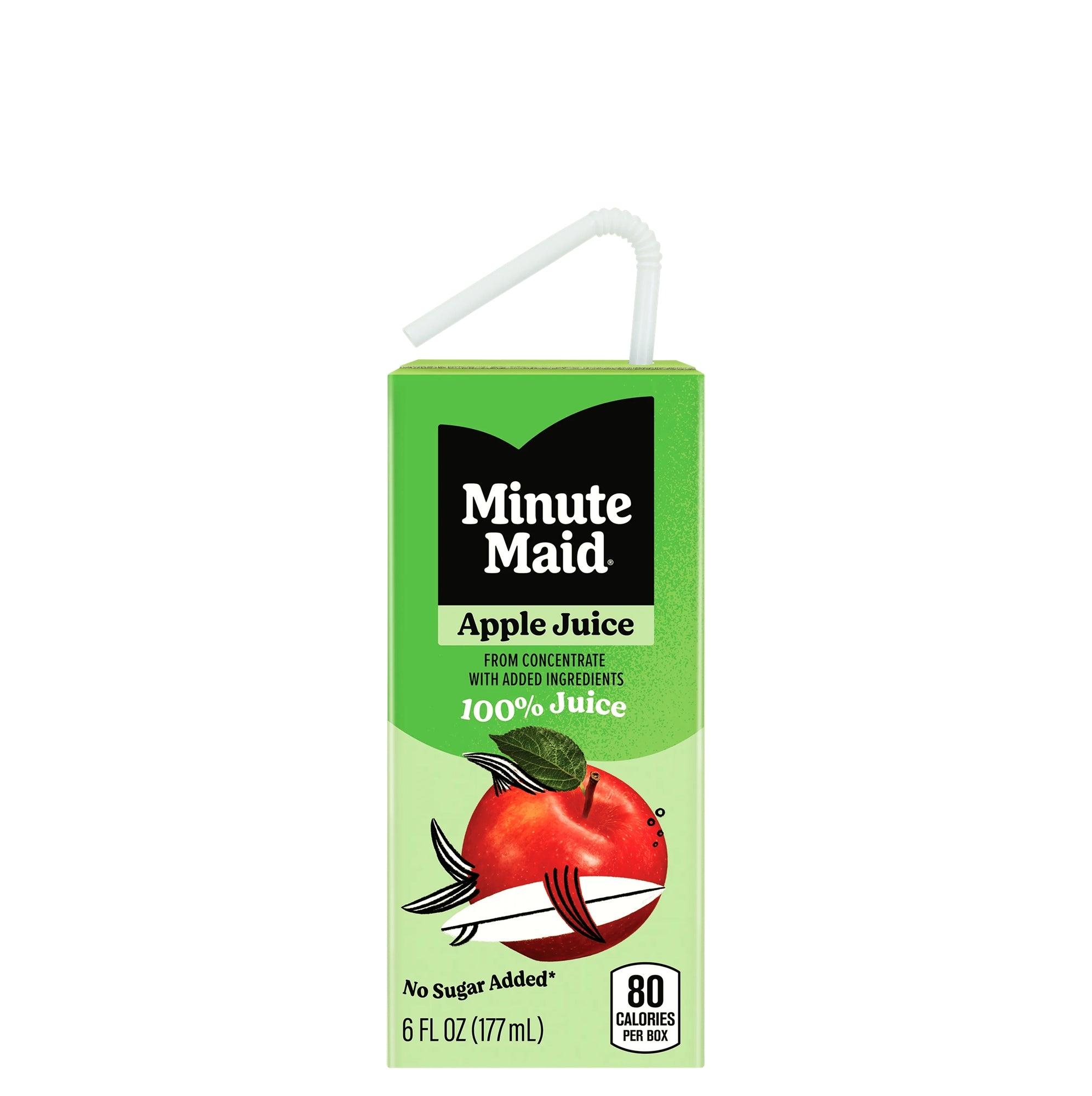Minute Maid Apple Juice Box 200 mL — single carton with straw