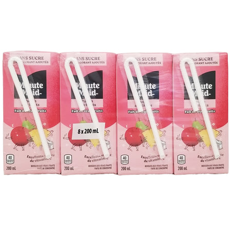 Minute Maid Fruit Punch No Sugar Added juice boxes 8-pack 200 mL back of carton