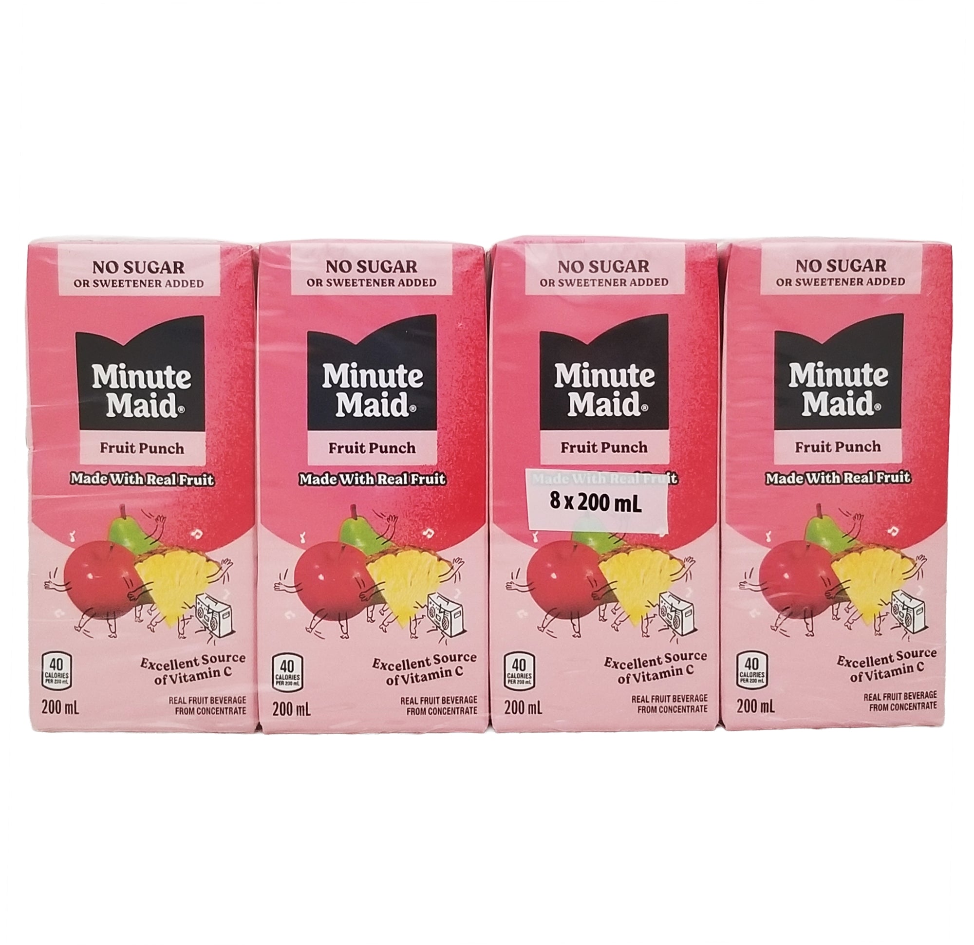 Minute Maid Fruit Punch No Sugar Added juice boxes 8-pack 200 mL front view
