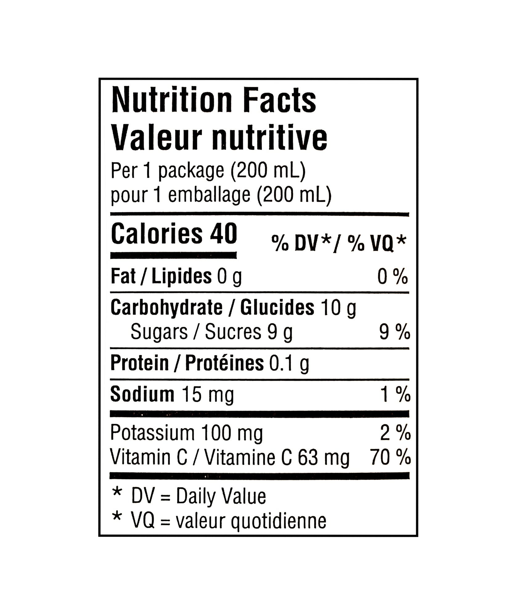Minute Maid Fruit Punch No Sugar Added 200 mL juice box nutrition facts panel