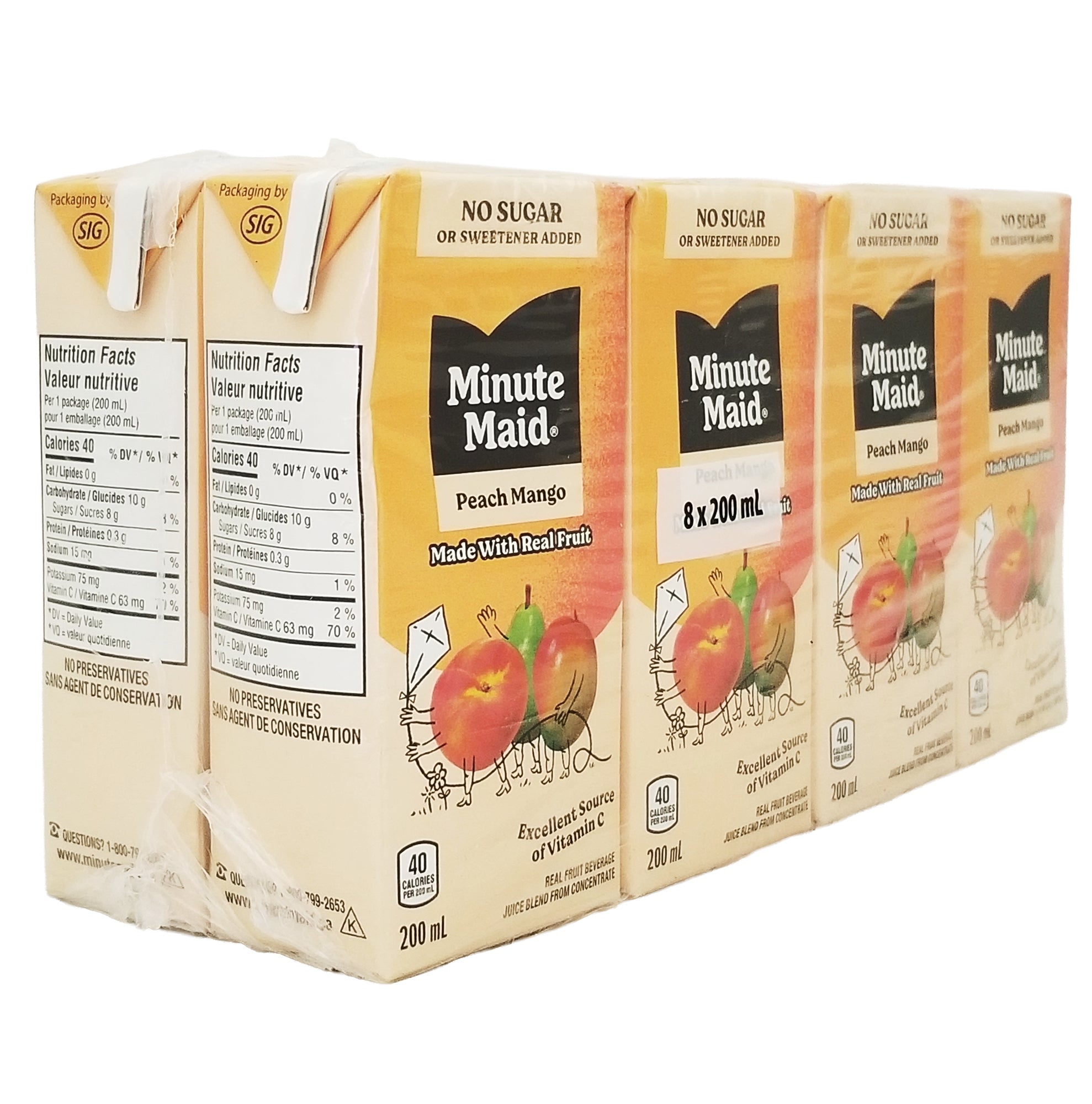 Minute Maid Peach Mango Juice Box 200 mL carton with straw on-the-go kids drink