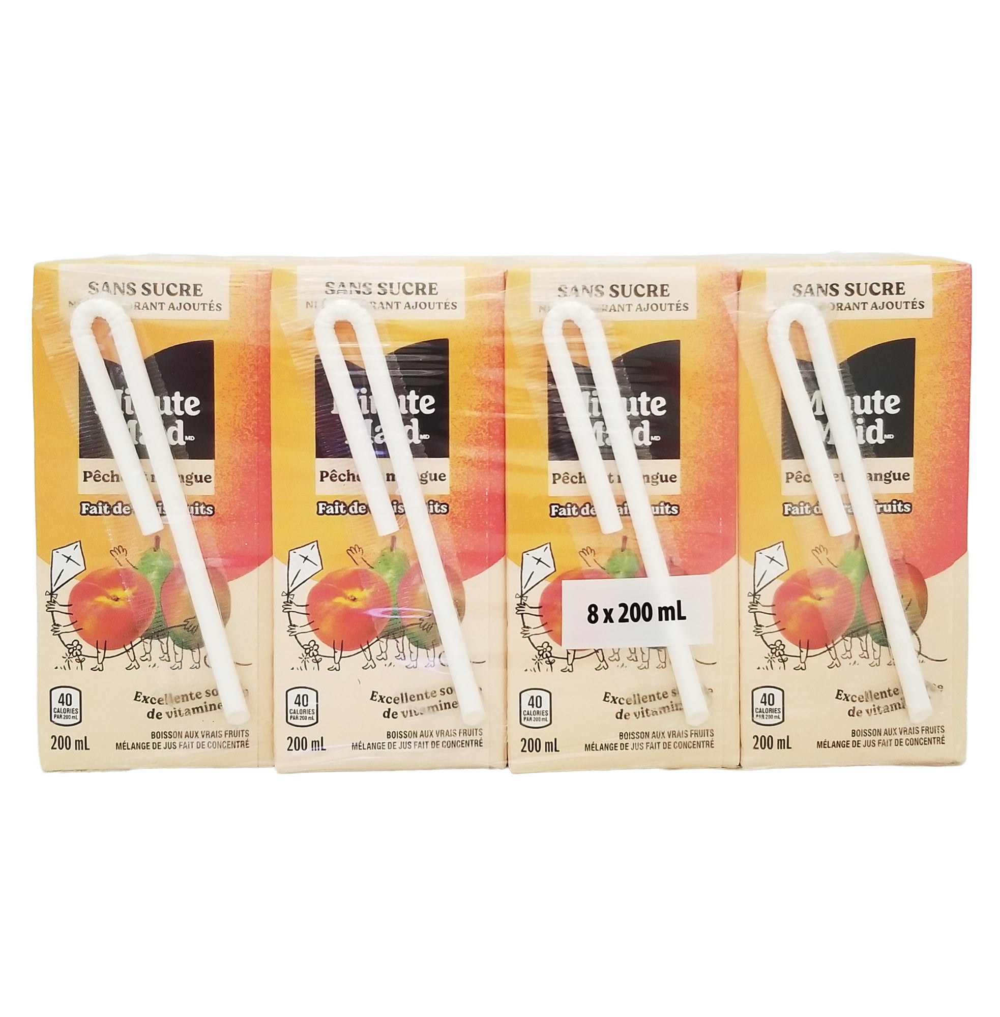 Minute Maid Peach Mango Juice Box back panel no sugar added gluten free vegan