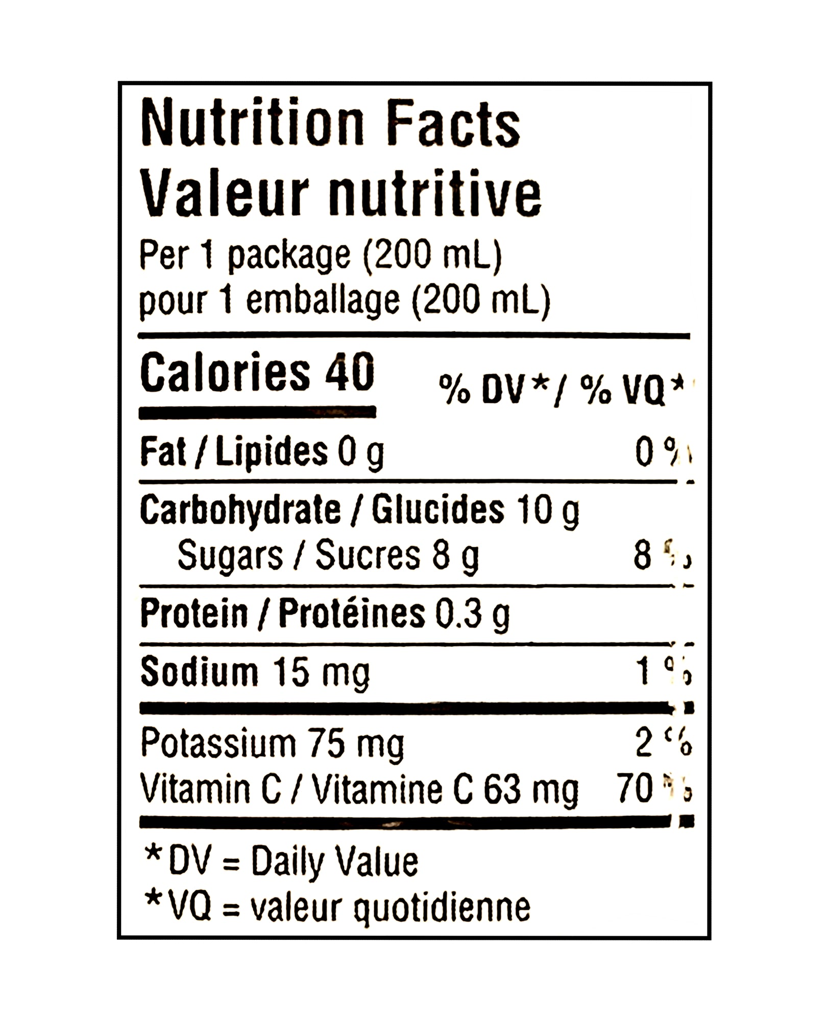 Minute Maid Peach Mango Juice Box nutrition facts 200 mL serving