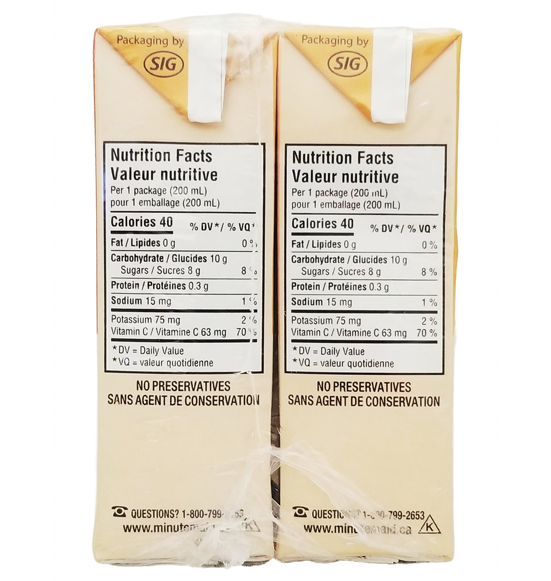 Minute Maid Peach Mango Juice Box side view kosher nut free lunchbox drink