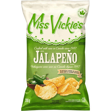 Miss Vickie's Kettle Cooked Jalapeno Potato Chips 200g/7.1 oz. Bag Front Side
