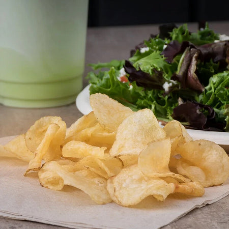 Miss Vickie's Kettle Cooked Unsalted Potato Chips, 200g, picture of chips served.