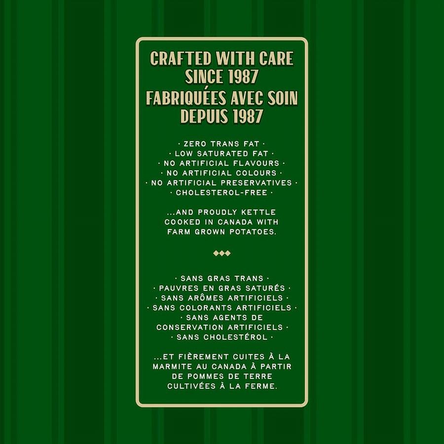 Green label with "Crafted With Care" on a green background
