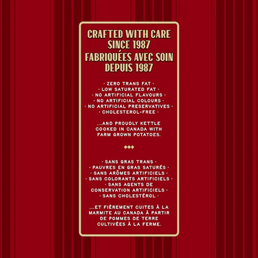 Miss Vickie's RISTORANTI Kettle Cooked Spicy Pepperoni & Focaccia Potato Chips on a red background with white text on a product label, featuring nutritional information and branding details.